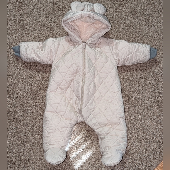 NWT 6M Petit-indi fleece lined quilted Hooded snowsuit - Picture 1 of 5